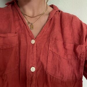 100% Linen Zara Button-Up Shirt